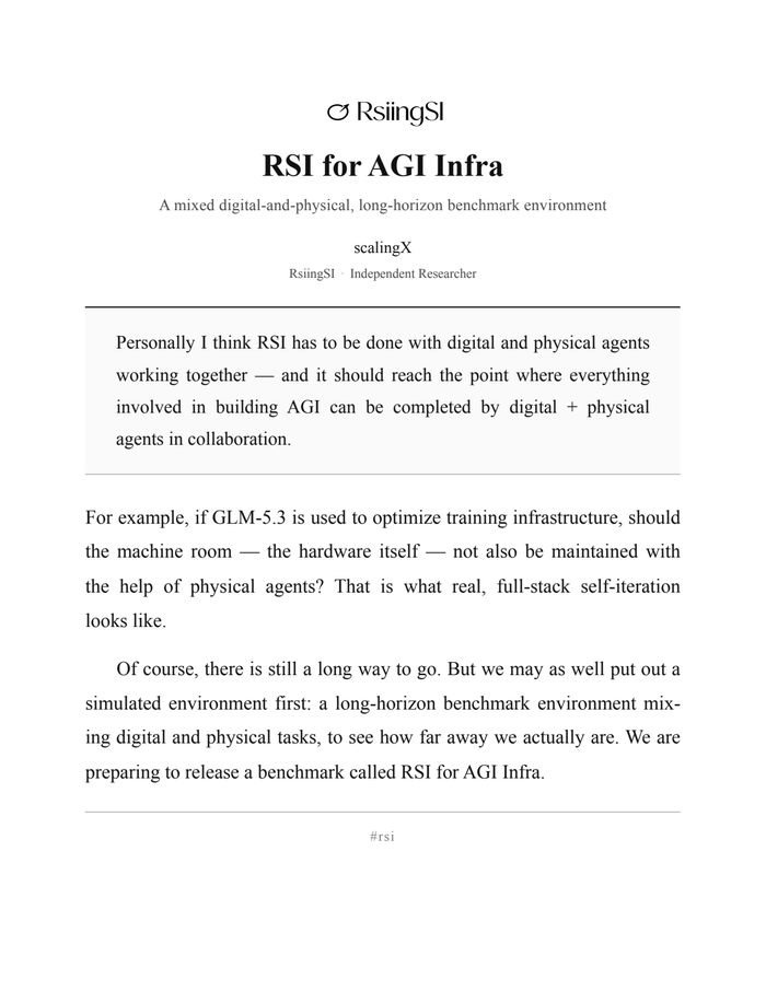 RSI for AGI Infra — first page